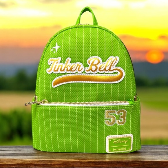Loungefly Disney Team Tinker Bell Jersey Mini Backpack NWT - Picture 1 of 4